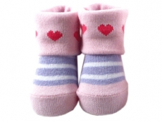 Baby Socks (Girl) - Love & Purple Stripe