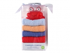 Bath Toy & 4 Washcloths (Blue)